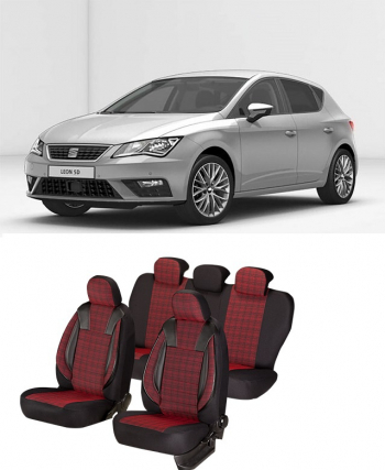 Seat - Huse scaune auto dedicate Seat Leon 2013 - 2019 Premium cu insertii piele
