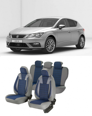 Seat - Huse scaune auto dedicate Seat Leon 2013 - 2019 Premium cu insertii piele