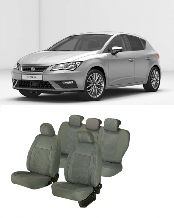 Seat - Huse scaune auto dedicate Seat Leon 2013 - 2019 Premium cu insertii piele