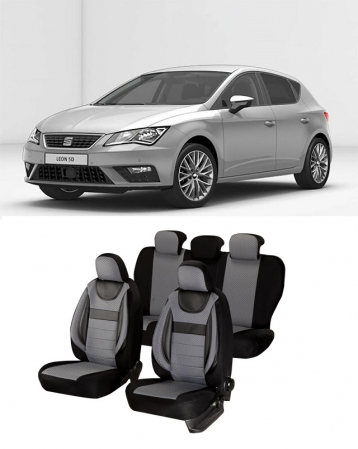 Seat - Huse scaune auto dedicate Seat Leon 2013 - 2019 Premium cu insertii piele