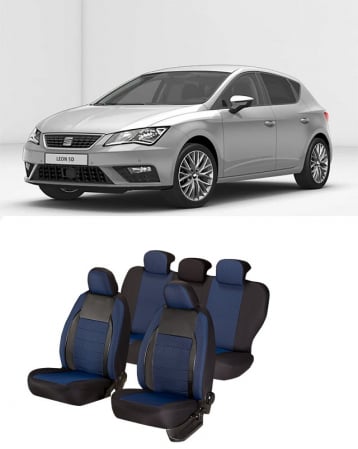 Seat - Huse scaune auto dedicate Seat Leon 2013 - 2019 Premium cu insertii piele