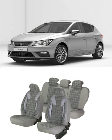 Seat - Huse scaune auto dedicate Seat Leon 2013 - 2019 Premium cu insertii piele