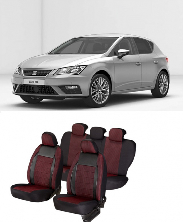 Huse scaune auto dedicate Seat Leon 2013 - 2019 Premium cu insertii piele [1]