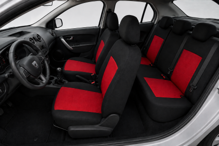 Accesorii pentru interior - Huse Scaune Dedicate Dacia Logan I 2004-2012 , Dacia Logan II 2012+, Rosu