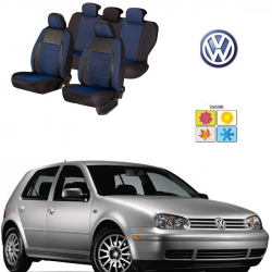 Volkswagen - Huse scaune dedicate VW GOLF 1998 - 2005 Premium piele si textil Albastru
