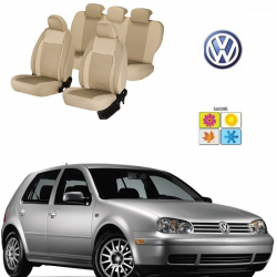 Volkswagen - Huse scaune dedicate VW GOLF 1998 - 2005 Premium piele si textil Bej