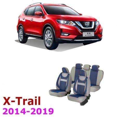 Nissan - Huse scaune material textl cu insertii de piele dedicate NISSAN X-TRAIL T32 2014 - 2019