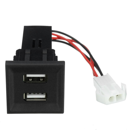 Electronice si electrice auto - Incarcator USB dublu cu iluminare LED albastra pentru montaj dedicat Volkswagen Transporter / Caravelle T5 (2003 - 2009)