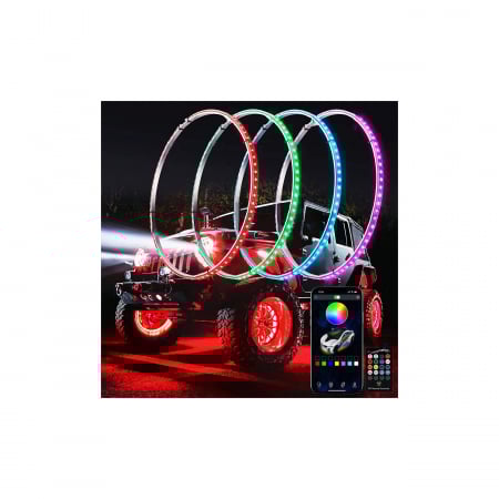 Proiectoare, lampi si leduri - Inele lumina jante LED RGB cu aplicatie BTT 12V