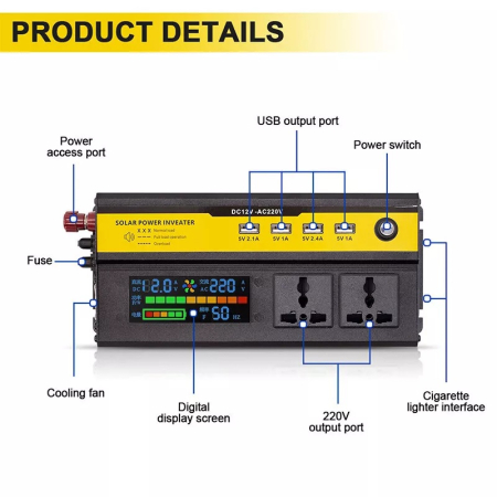 Invertor de tensiune de la 12V la 220V 5000W cu afișaj digital [2]