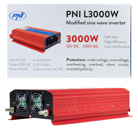 Invertor de tensiune PNI L3000W alimentare 12V iesire 230V [13]