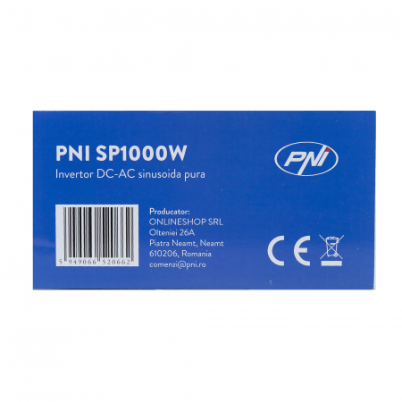 Invertor de tensiune PNI SP1000W cu sinusoida pura, alimentare 12V sinus pur [9]