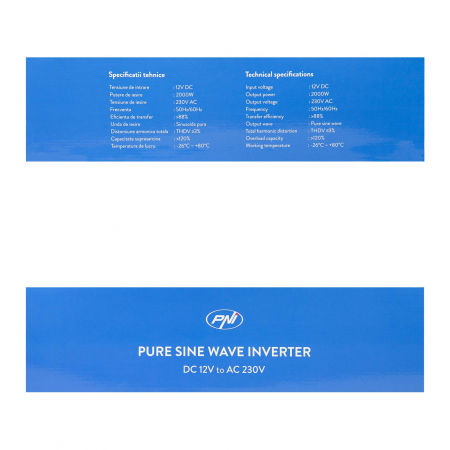Invertor de tensiune PNI SP2000W cu sinusoida pura, intrare 12V DC, iesire 230V AC, putere 2000W [9]
