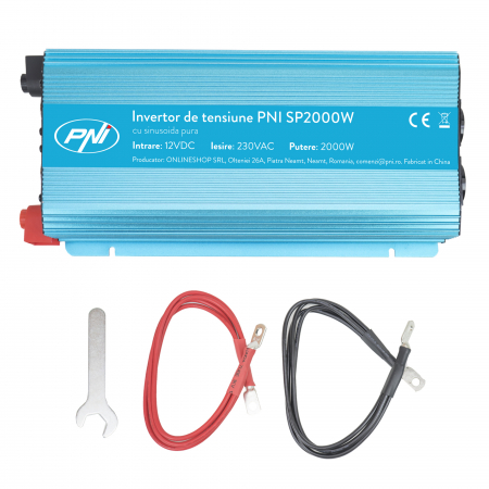 Invertor de tensiune PNI SP2000W cu sinusoida pura, intrare 12V DC, iesire 230V AC, putere 2000W [6]