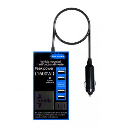 Invertor De Tensiune - Invertorul auto multifuncțional convertește tensiunea de la 12V la 220V - 1600W