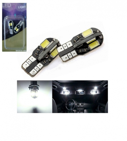 Becuri Auto - Kit 2 LED gabarit alb 12V Т10 W5W 8 SMD
