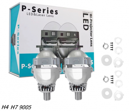 Xenon - Set de Lupe Bi-LED 2.5″ Faza scurta/Faza lunga, H4, H7, HB3, HB4, 9005, seria P10, 80W, 5500K, 7000lm, 12V