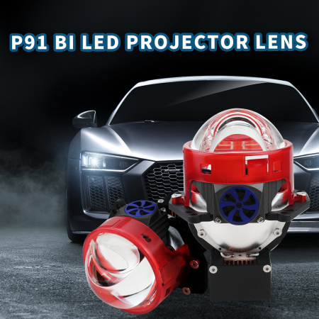 Kit 2x Lupe Bi-Led 3″ Faza scurta/Faza lunga, cu LASER, P91 Seria, 156W, 6500K, 8000lm, 12V [1]