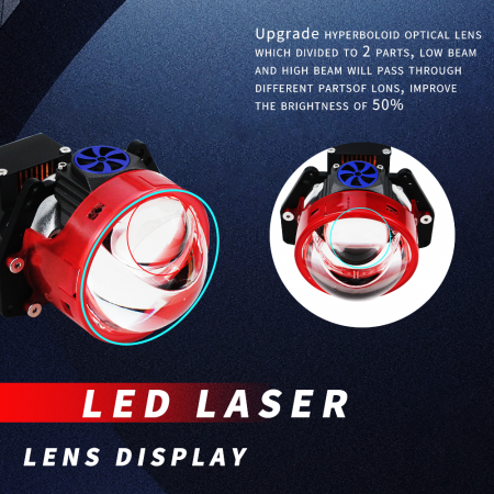 Kit Lupe Bi-Led 3″ Faza scurta/Faza lunga, cu LASER, P91 Seria, 156W, 6500K, 8000lm, 12V [3]