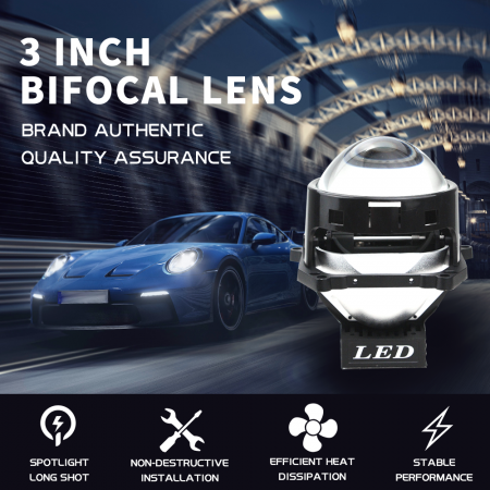 Kit 2 Lupe Bi-Led 3″ Faza scurta/Faza lunga, G2 P Seria, 120W, 6000K, 8000lm, 12V +500 % Luminozitate [2]