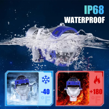 Kit 2 Lupe Bi-Led 3″ Faza scurta/Faza lunga, P89 Seria, 130W, 6500K, 8000lm, IP68, 12V +500 % Luminozitate [7]