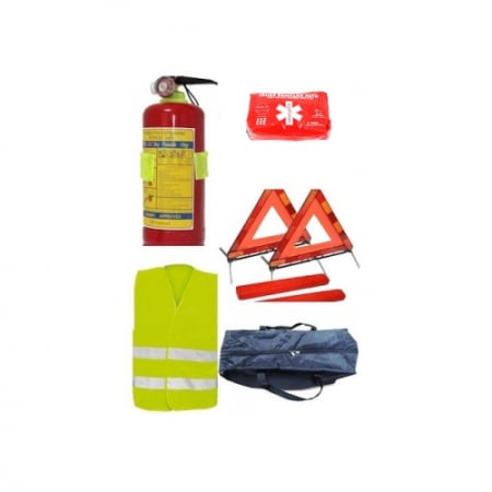 Alte accesorii - Kit auto complet Trusa tip Borseta , 2x Triunghiuri, Stingator, Vesta, Geanta