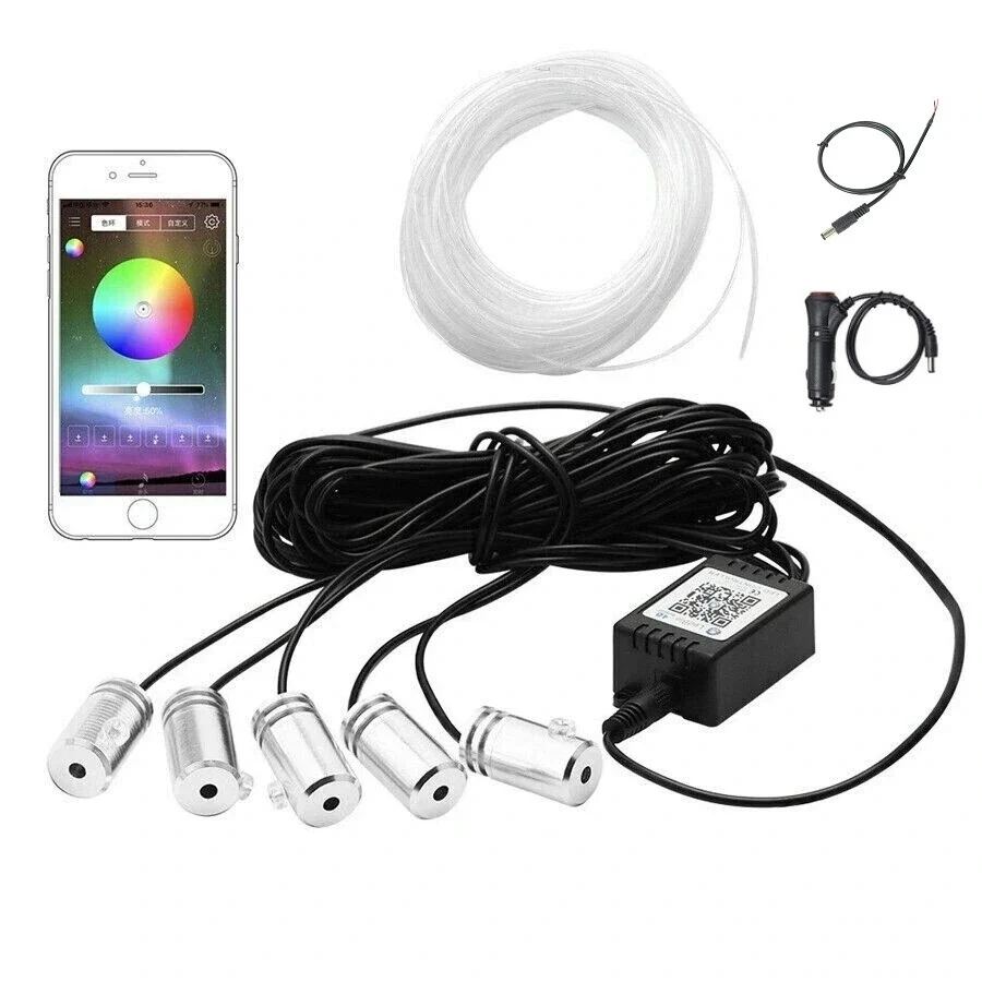 Tunning Auto - Kit banda LED lumini ambientale RGB bord si portiere control culori prin aplicatie telefon 6 metri