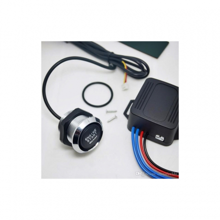 Kit buton pornire motor autoturism cu iluminare Rosu / Albastru 12V Cod: ES02 - Lumina Albastra [4]