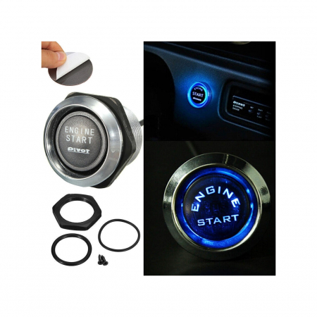 Kit buton pornire motor autoturism cu iluminare Rosu / Albastru 12V Cod: ES02 - Lumina Albastra [7]