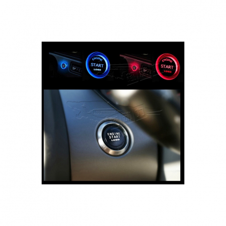 Kit buton pornire motor autoturism cu iluminare Rosu / Albastru 12V Cod: ES02 - Lumina Albastra [6]
