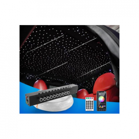 Kit fibra optica - Kit fibra optica LED RGB+W plafon instelat cu efect meteorit si Stea Cazatoare 700 fire ,3m 12V