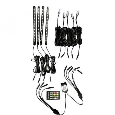 Kit fir  NEON LED RGB si banda  LED RGB 22CM cu telecomanda 12V [1]