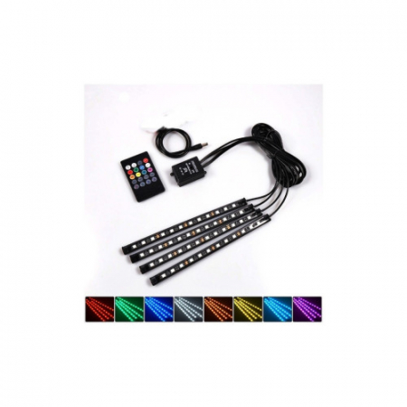 Kit interior LED 12 SMD RGB cu telecomanda si aplicatie BTT 22cm [1]