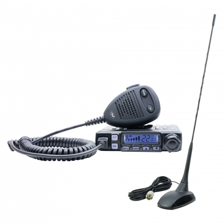 Kit statie radio CB PNI Escort HP 7120 ASQ, RF Gain, 4W, 12V si antena CB PNI Extra 48 cu magnet inclus, 45cm, SWR 1.0 AM/FM comutati doar in banda EU [10]