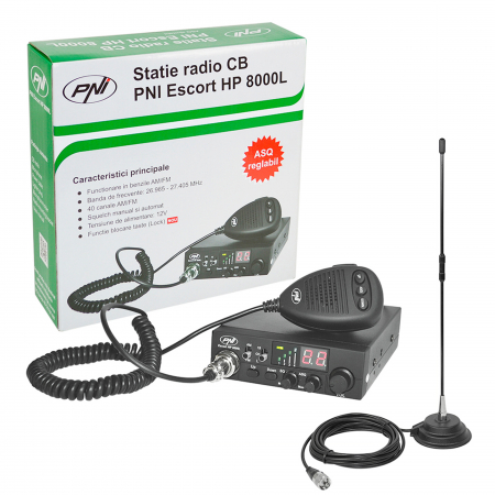 Statie  Radio - Kit Statie radio CB PNI ESCORT HP 8000L ASQ + Antena CB PNI Extra 40 cu magnet
