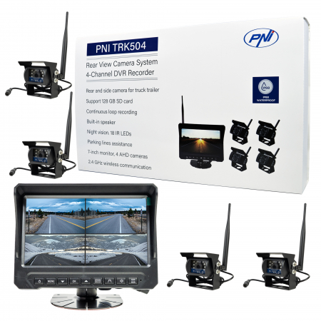 Kit supraveghere video wireless PNI TRK504 pentru camion DVR cu monitor LCD si 4 camere [11]