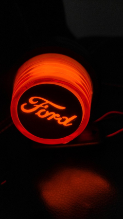 Lampă gabarit roșu-chihlimbar, scurtă, "vechea școală" LED NEON cu logo FO 12-24V [4]
