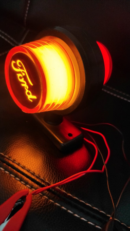 Lampă gabarit roșu-chihlimbar, scurtă, "vechea școală" LED NEON cu logo FO 12-24V [6]