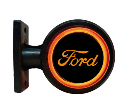 Accesorii Camioane - Lampă gabarit roșu-chihlimbar, scurtă, "vechea școală" LED NEON cu logo FO 12-24V