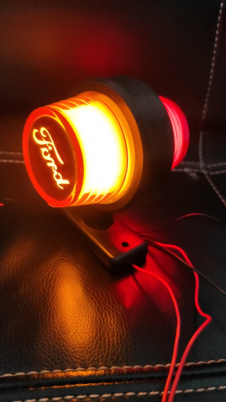 Lampă gabarit roșu-chihlimbar, scurtă, "vechea școală" LED NEON cu logo FO 12-24V [3]