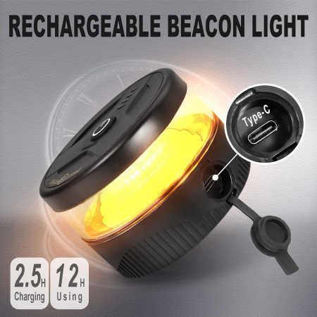 Girofar LED Wireless fără fir, cu baterie reîncărcabilă și magnet, 12V - 24V, pentru asistență rutieră, platforme, tehnică agricolă și altele [5]