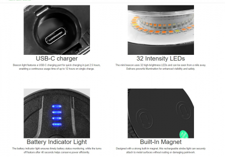 Girofar LED Wireless fără fir, cu baterie reîncărcabilă și magnet, 12V - 24V, pentru asistență rutieră, platforme, tehnică agricolă și altele [3]