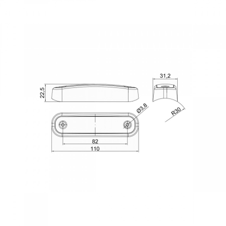 Lampa gabarit 110x30.5, LED, rosie, 12-36V, Fristom [3]