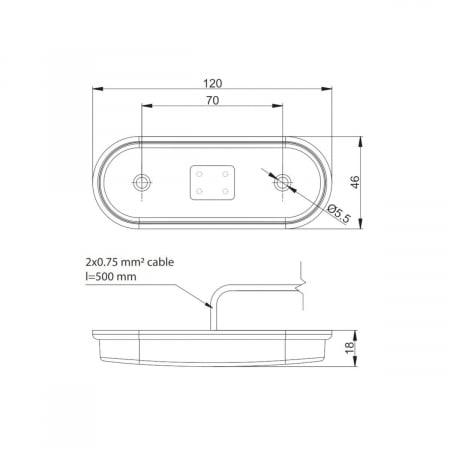 Lampa gabarit 118x46, LED, galbena, 12-36V, Fristom [3]