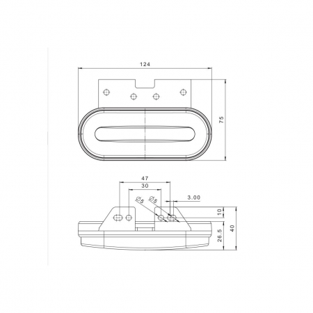 Lampa gabarit 124x51 LED galbena cu suport 12-36V Fristom [3]