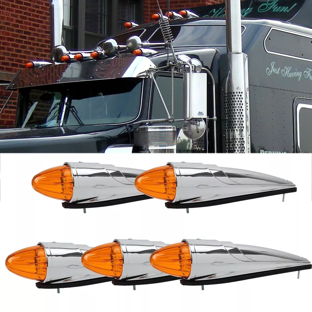 Lampi Camion/ Remorca - Lampa Gabarit 17 LED portocaliu cu ramă cromată și garnitură din cauciuc 12-24V