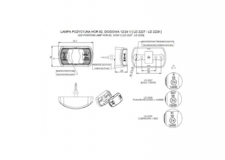 Lampa gabarit 71x42, LED, galbena, Fristom [4]
