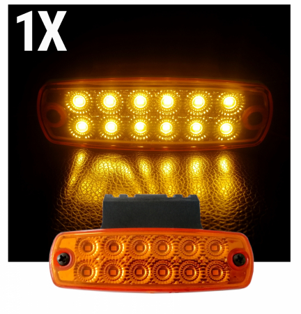 Lampa Gabarit  12 LED-uri, cu Suport, Galbena, 12-24V [2]