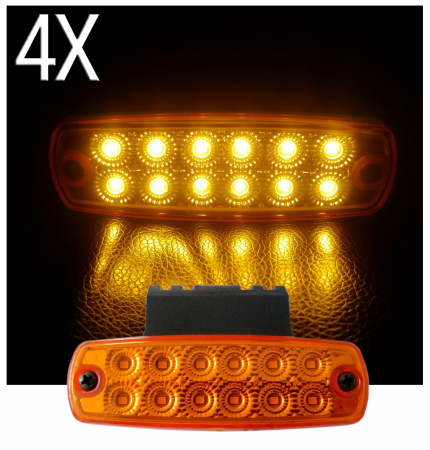 Lampa Gabarit  12 LED-uri, cu Suport, Galbena, 12-24V [6]