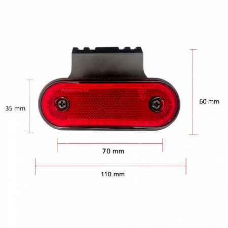 Lampa Gabarit 20 LED-uri, cu Suport, Rosie, Forma Ovala, 12-24V [5]